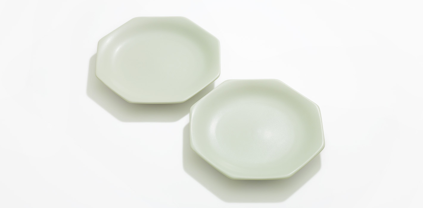 Meimei-were 16.5取皿 八角（青白マット）２枚セット